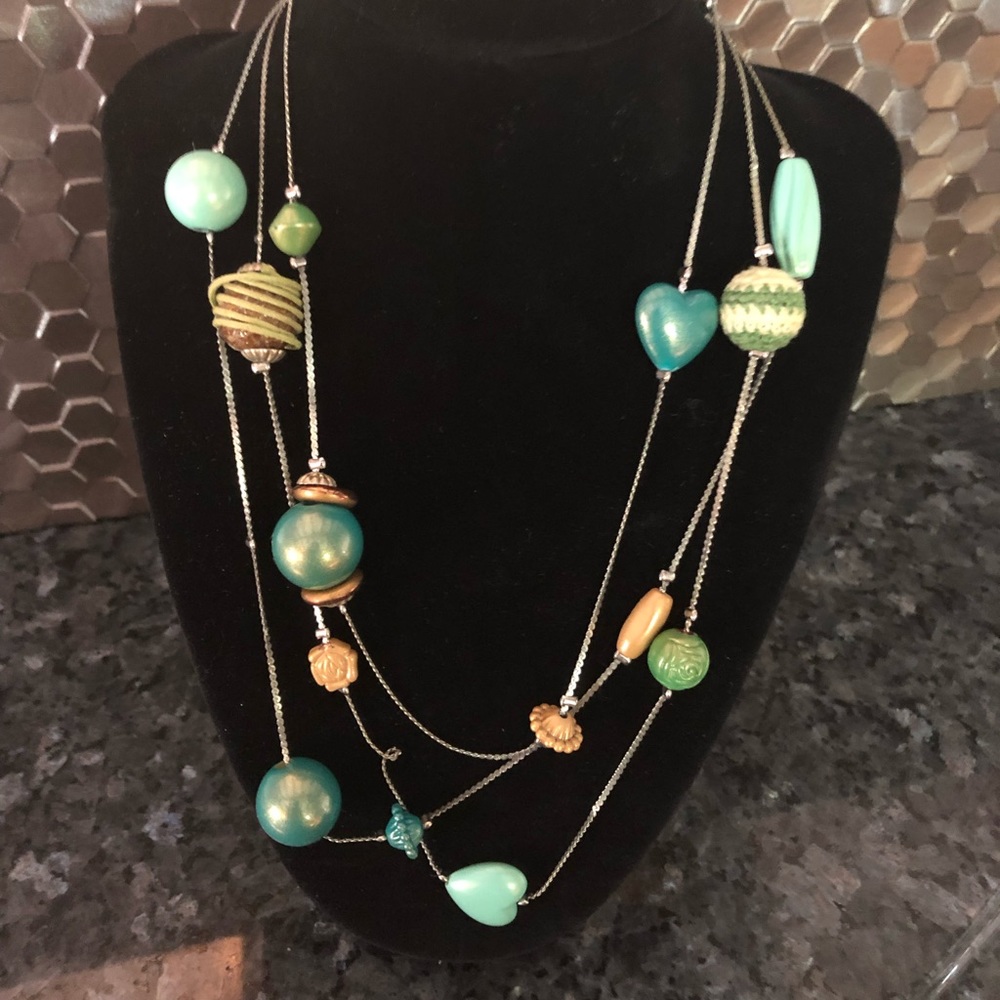 Mixed Material Multi Strand Necklace - image 1